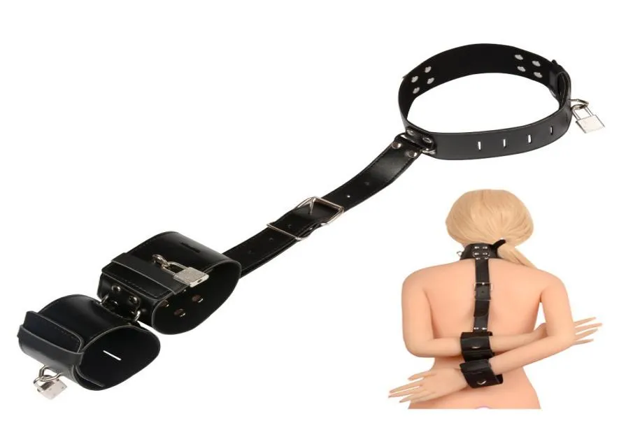 Jouets sexuels adultes pour Couple femmes Lingerie Sexy en cuir Bondage contraintes collier de cou d'esclave aux mains fétiche Bdsm Y181015018647853