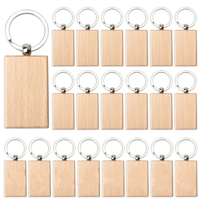 DIY Wooden custom made keychains - 100 Blank Rectangle Key Chains with ...