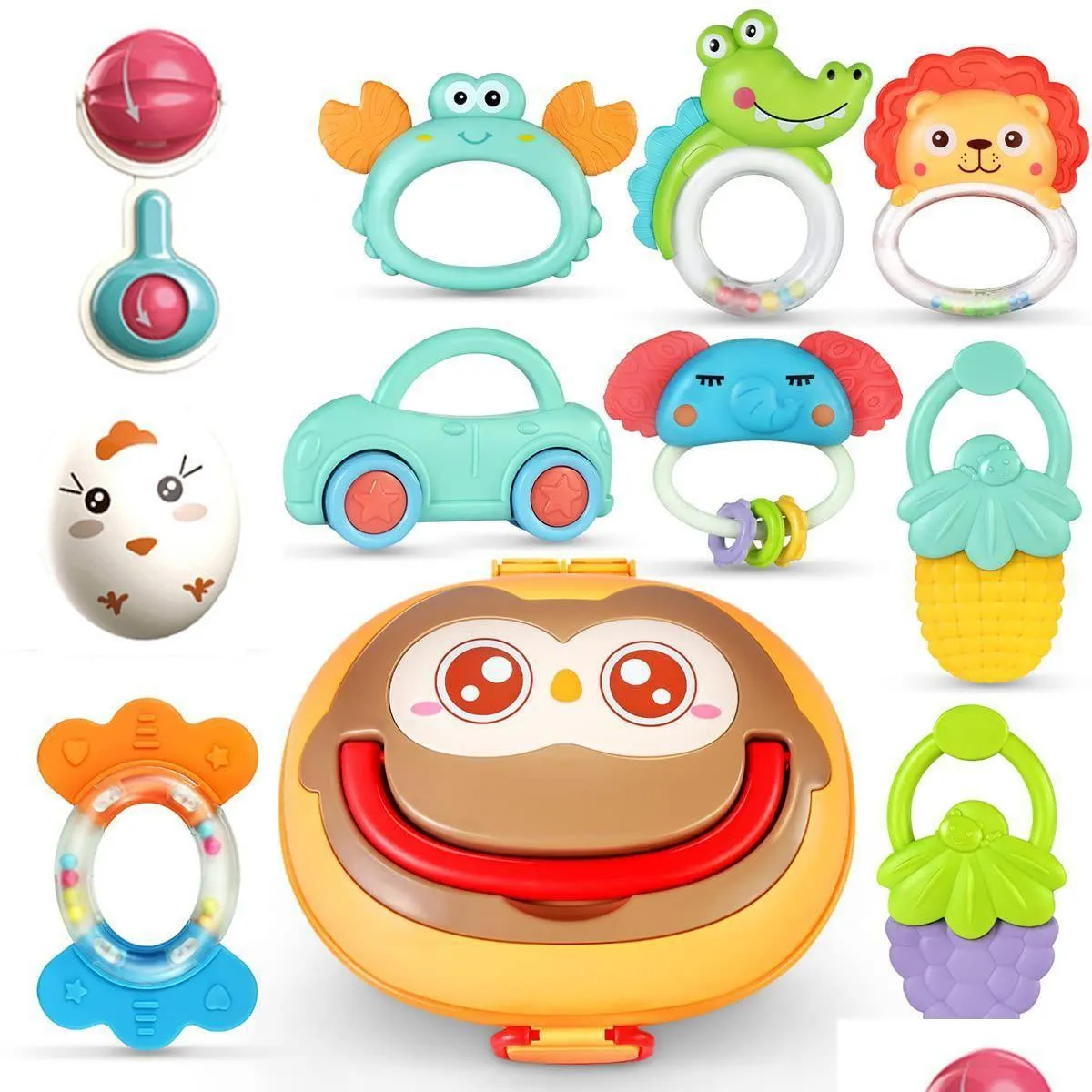 Zęby Zabawy niemowlęta 10pcs Baby Rattle Teether Sensory Ząbek Zabawka Urodzona dla dzieci 0612 Miesiąc Prezent Wczesna edukacyjna dostawa dhfk9