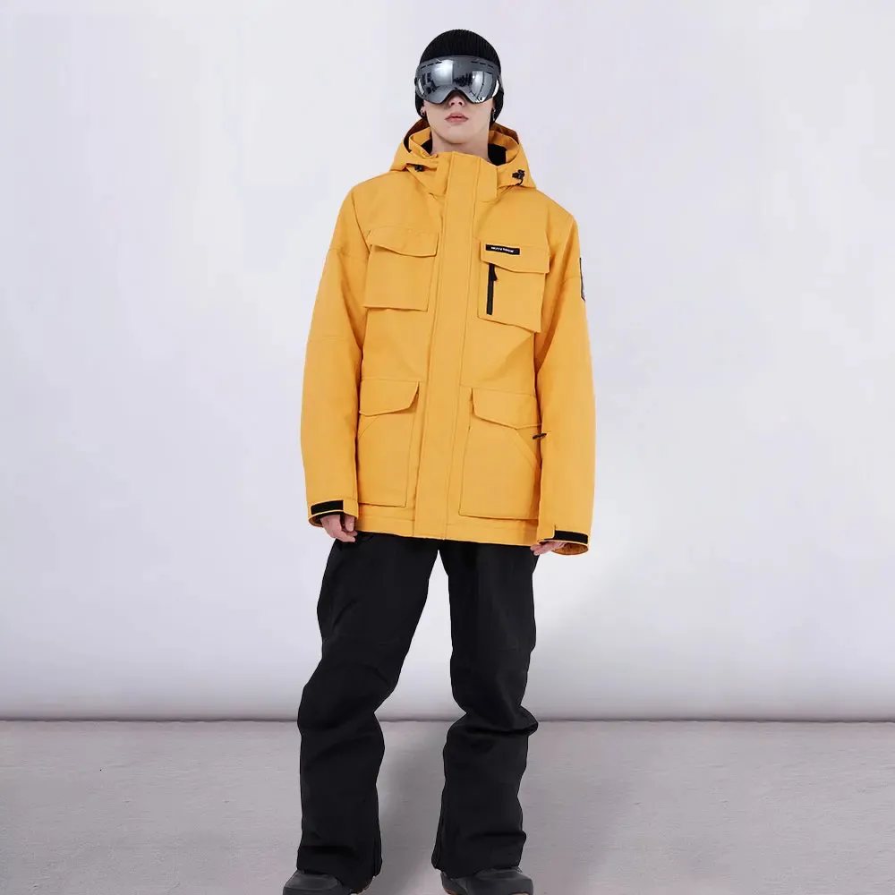 Men's Ski Suit Solid Color Thickened Winter Outdoor Skiing Snowboard Jacket Windproof Waterproof Warm Ski Jacket and Ski Pants 240111