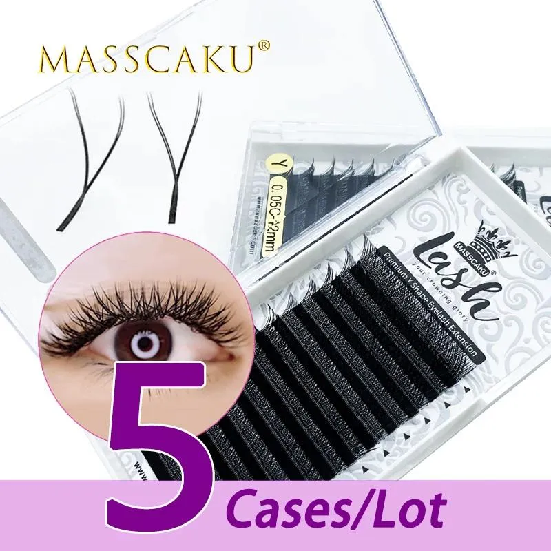 Brosses 5 étuis/lot Super moins cher faux vison noir mat c/d curl extensions de cils Yshape faux cils de qualité supérieure pour le maquillage