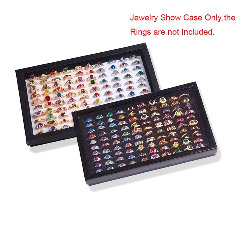 100 Slots Rings Display Stand Storage Box Ring Box Jewelry Organizer Holder Show Case Casket #228405 240110