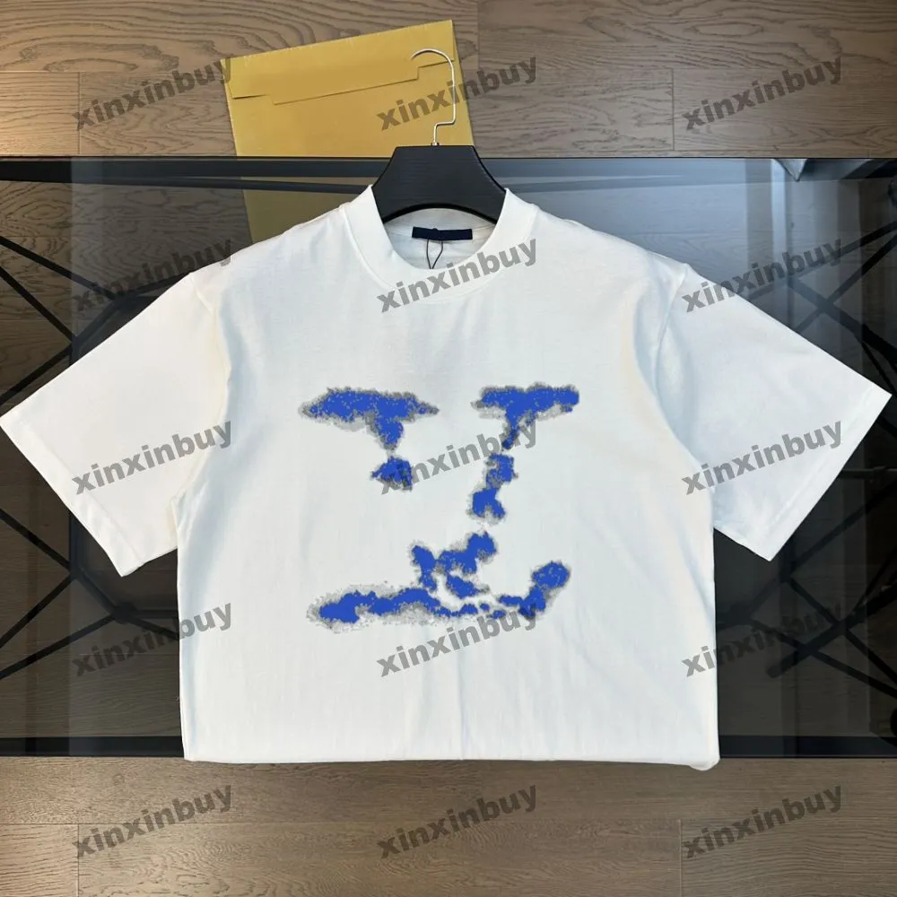 Xinxinbuy 2024 Mannen designer Tee t-shirt Borst grote letter print 1854 vrouwen zwart wit blauw rood XS-XL