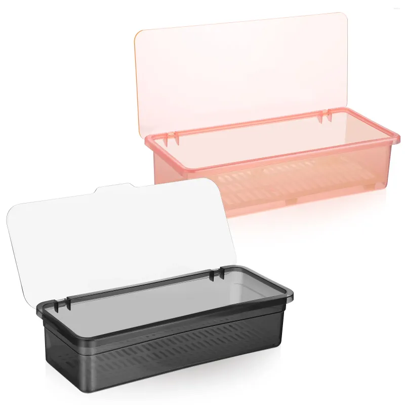 Kitchen Storage 2 Pcs Plastic Spoon Drain Box Utensil Container Tray Lid Kitchenware Organizer Countertop Racks Silverware