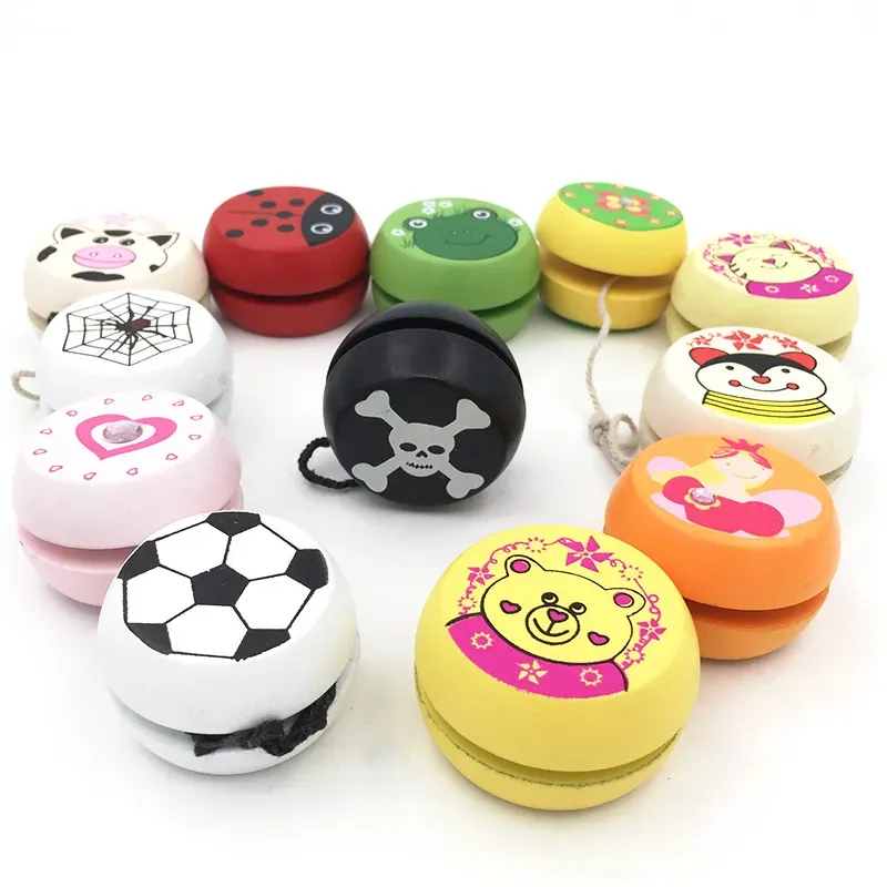 5CM Cute Animal Prints Wooden Yoyo Toys Ladybug Toys Kids Yo-Yo Creative Yo Yo Toys for Children Yoyo Ball