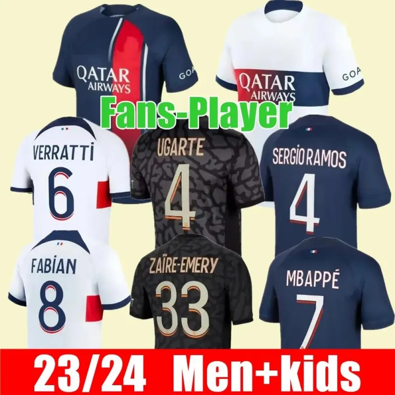 23 24 MBAPPE 축구 유니폼 G.RAMOS O.DEMBELE HAKIMI FABIAN DRAXLER 2023 2024 스포츠 축구 셔츠 M.Asensio Verratti Lee Kang in 남녀 키트 Maillots