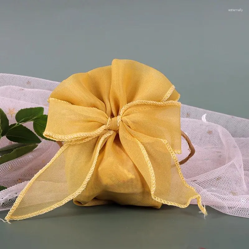 Present Wrap Organza Wedding Candy Bag Simple Solid Color Packaging Exquisite DrawString Beam Mouth