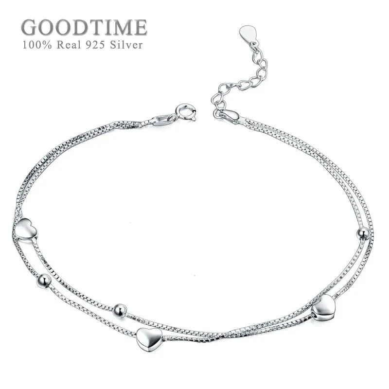 Bracelets de cheville à la mode pour femmes 100% 925 en argent Sterling amour coeur cheville à dame décoration bijoux pied accessoires pour fête