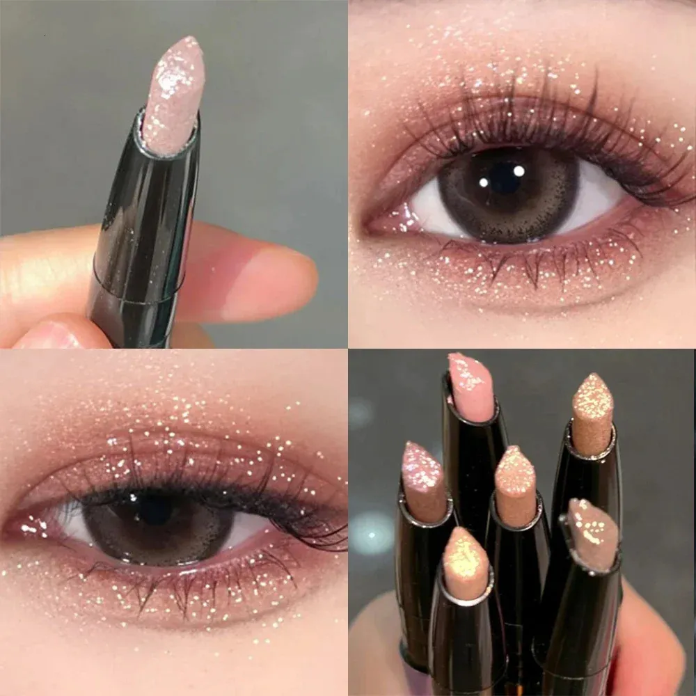 6 Colors Pearlescent Eyeshadow Pencil Waterproof Long Lasting Glitter Shimmer Eye Shadow Pen Eyeliner Stick Eyes Makeup Tools 240110
