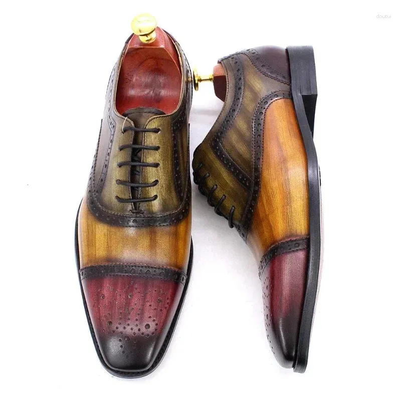 Отсуть туфли в стиле Италия подлинная кожаная формальная мужчина бизнес -дизайнер ручной работы