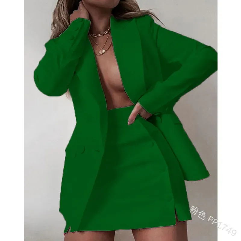 Womens Office Professional Suit liten kappa kort kjol Twopiece 2 -stycke uppsättning plus 240110