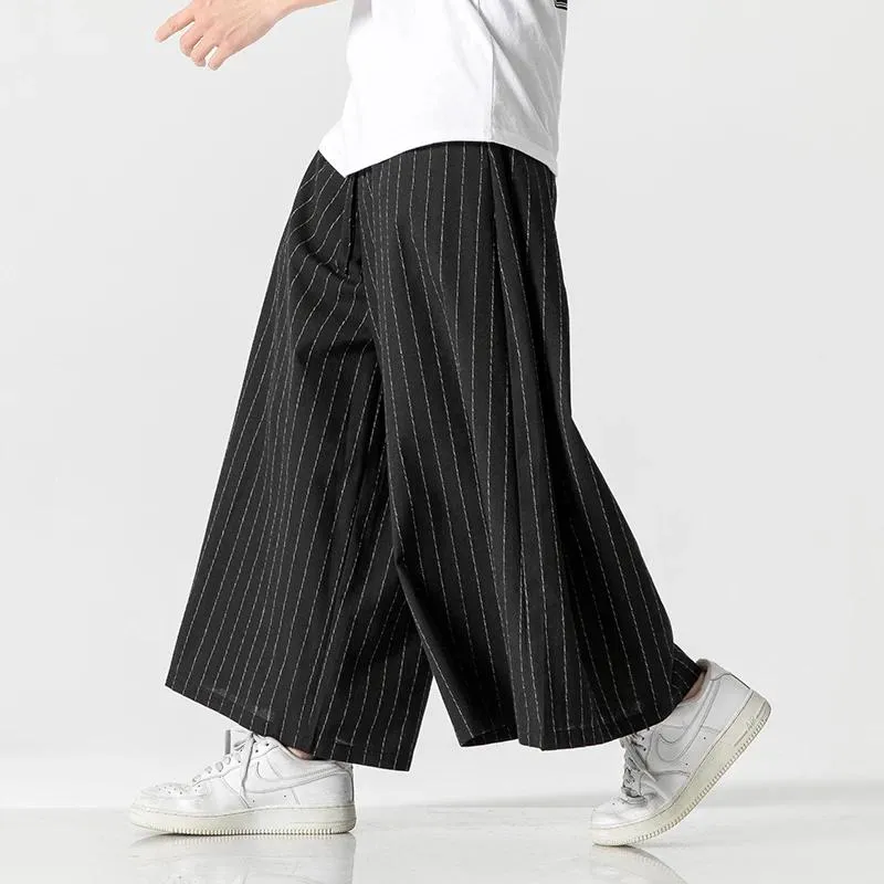 Jurk Mannen Koreaanse Fahions Wijde Pijpen Broek 2023 Heren Zwarte Losse Casual Harembroek Japanse Streetwear Joggers Gestreepte Retro Broek 5Xl