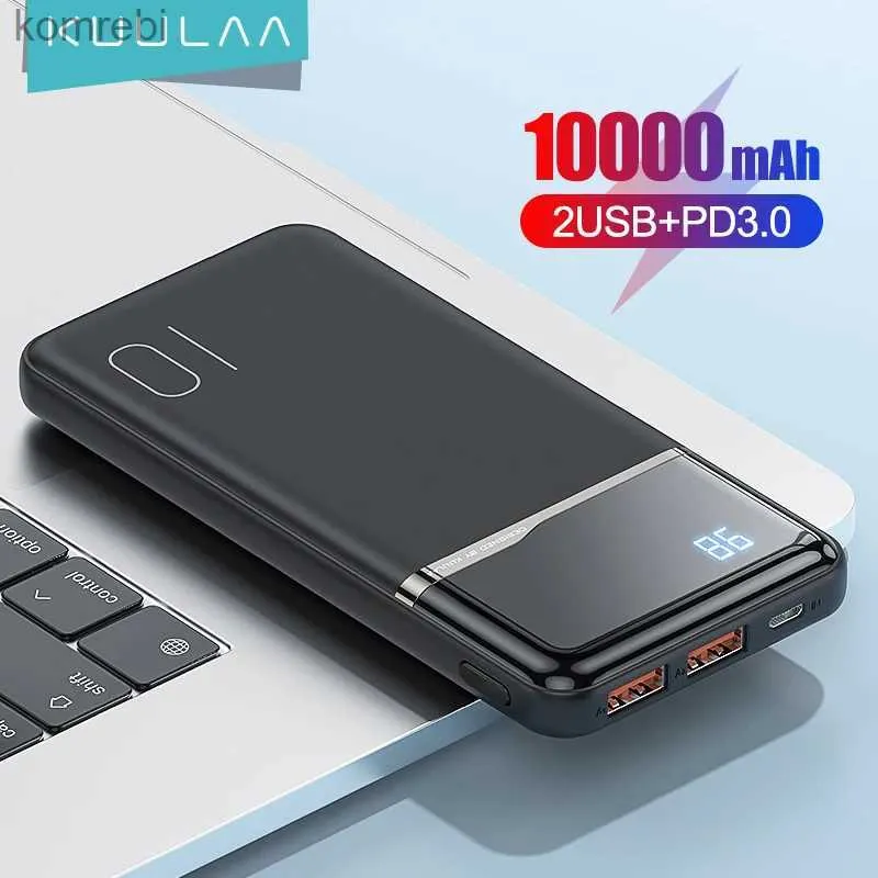 携帯電話のパワーバンクKuulaa Power Bank 10000MAHポータブル充電PowerBank 10000 MAH USB POVERBANK外部バッテリー充電器用15 14 XAIOMIL240111