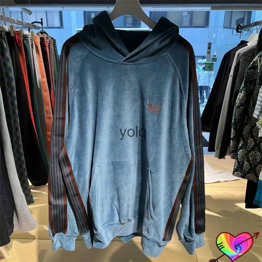 Sweats à capuche pour hommes Sweatshirts 2023 Bleu Gris Aiguilles Tra Sweat à capuche Hommes Femmes 1 Vintage Velvet Butterfly AWGE Pullsyolq