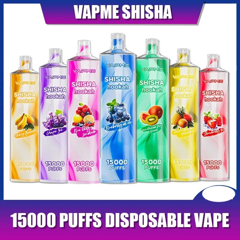 オリジナルVapme Shisha Hookah Puff 15000使い捨ての吸引メッシュコイル650MAHタイプC 25MLプレフィルドポッド12フレーバーVapeペンパフ15K Eタバコ使い捨てJNRパフシーシャ