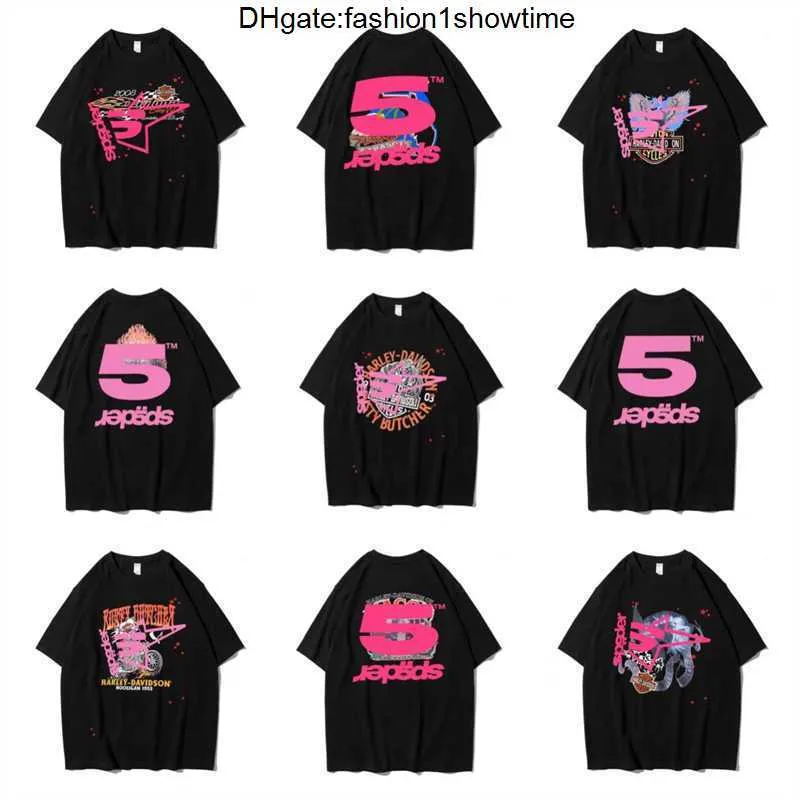 Men Women Best Quality Foaming Printing Spider Web Pattern T-shirt Fashion Top Tees Pink Young Thug Sp5der 555555 T Shirt WLWU