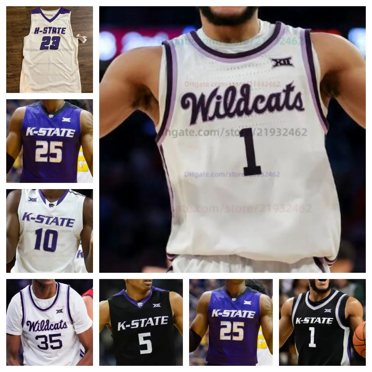 Custom Kansas State Wildcats Basketball Jersey NCAA Tylor Perry Arthur Kaluma Will McNair Jr. Szygowane koszulki