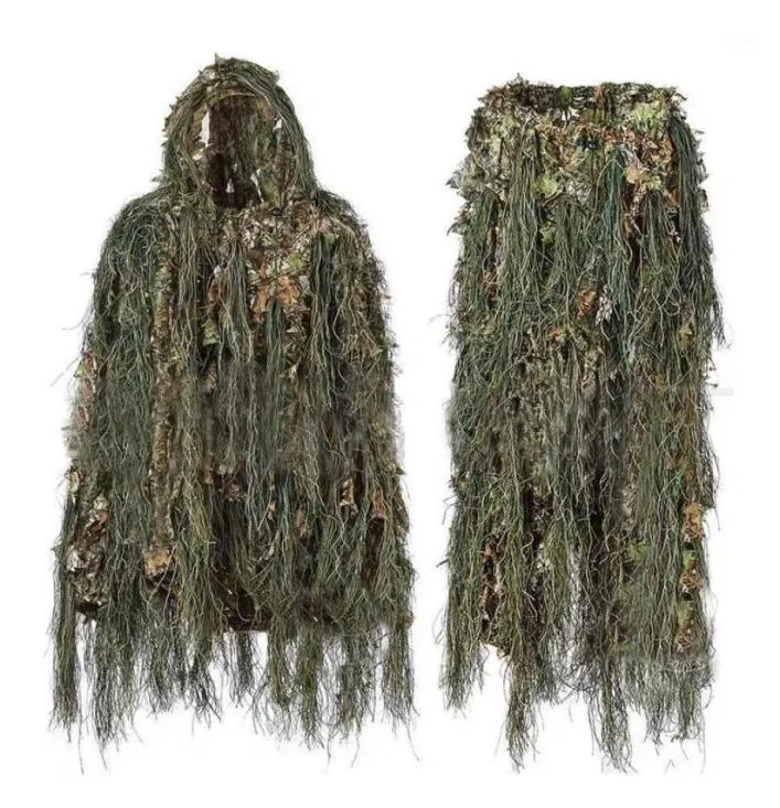 Set da caccia Ghillie Suit Woodland 3D Bionic Leaf Travestimento Uniforme Cs Tute mimetiche crittografate Set Army Tattico 11357788