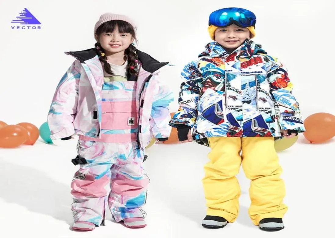 Crianças à prova de vento à prova dwindproof água quente menino esqui snowboard jaqueta conjuntos meninos inverno ao ar livre terno de esqui calças neve 2030 graus 9540449