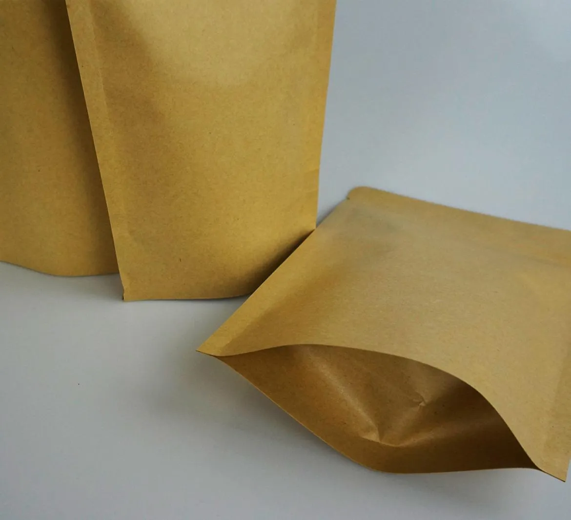 12cm20cm 100pcspack thicken sanding brown kraft paper ziplock bag inner silver aluminum foil candychocolate food pouch reusab9064464