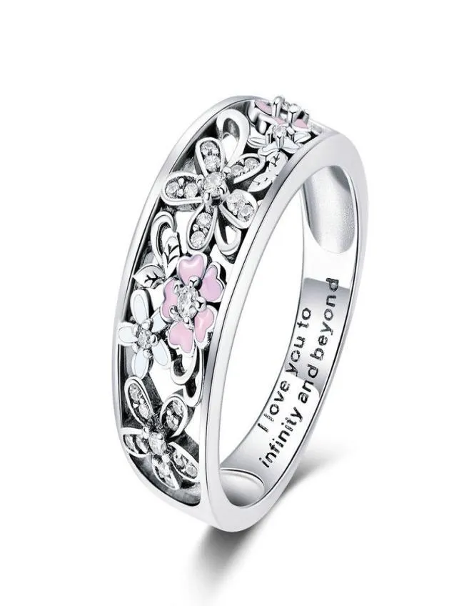 Mode Sterling Zilver 925 Sakura Kersenbloesem Roze Bloem Ring Vrouwen Sieraden Size69 Voor Meisjes Kerstcadeaus6103612