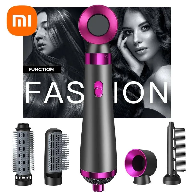 Dryers Xiaomi Hair Dryers 5 in 1 Hot Air Comb Professional Hair Brush Dryer And Straightening Brush Curler Salon Style Tool Blow Drier