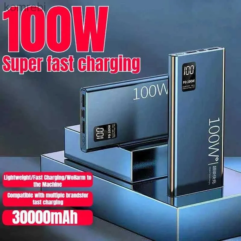 Banques d'alimentation de téléphone portable 30000mAh Power Bank 100W double port haute capacité charge rapide Portable PowerBank pour iPhone Huawei Samsung batterie externe L240111