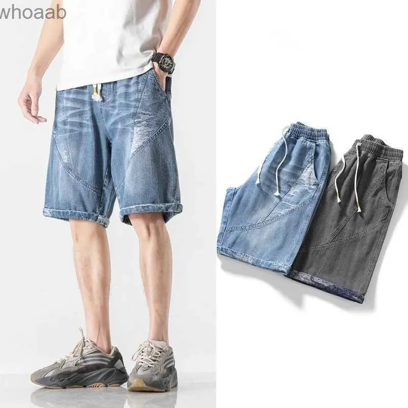 Herenshorts Grote maten S-8XL Heren Denim shorts Zomer Casual Mode Klassiek Vintage Katoen Wijde pijpen Trekkoord Elastisch Stretch Recht Jean YQ240111