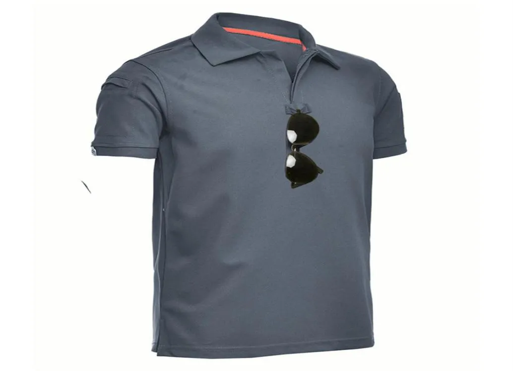 Men039S Kort ärm Lapel Tactical Tshirt Summer Outdoor Sports Handing Training Löst stretch Snabbt torrt andningsfull Pullover T1108918