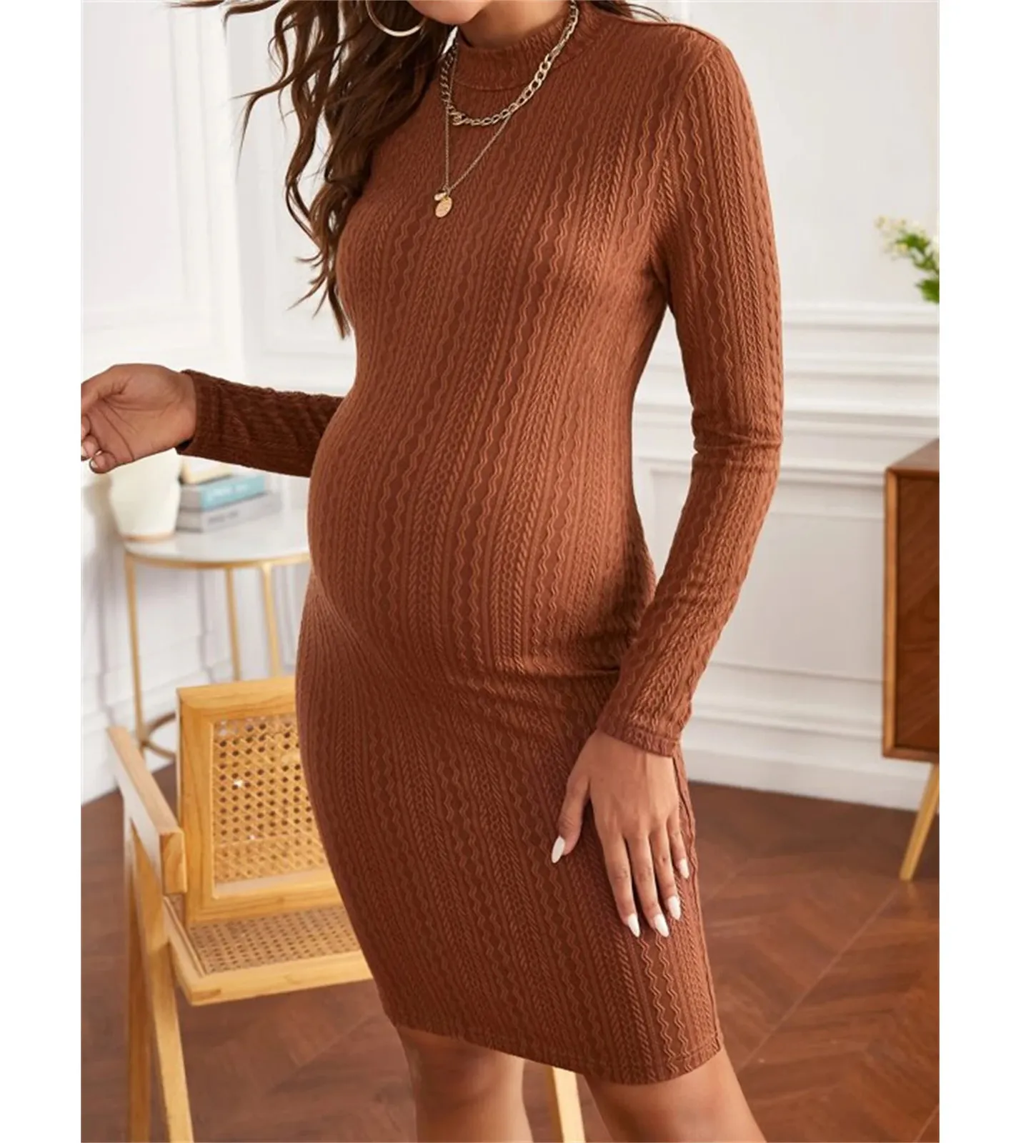 Women s long sleeve maternity dress with pleated sleeves tea-length  polyester spandex maternity clothing from Dhgate Maternity Dresses - price  25.77
