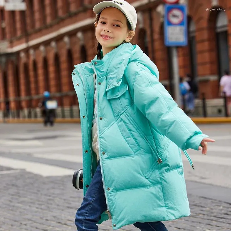 Girls' Winter Down Coat: Korean Style Mid-Length Padded Jacket Baby  Thickened White Duck Down, Warm Stylish Collection