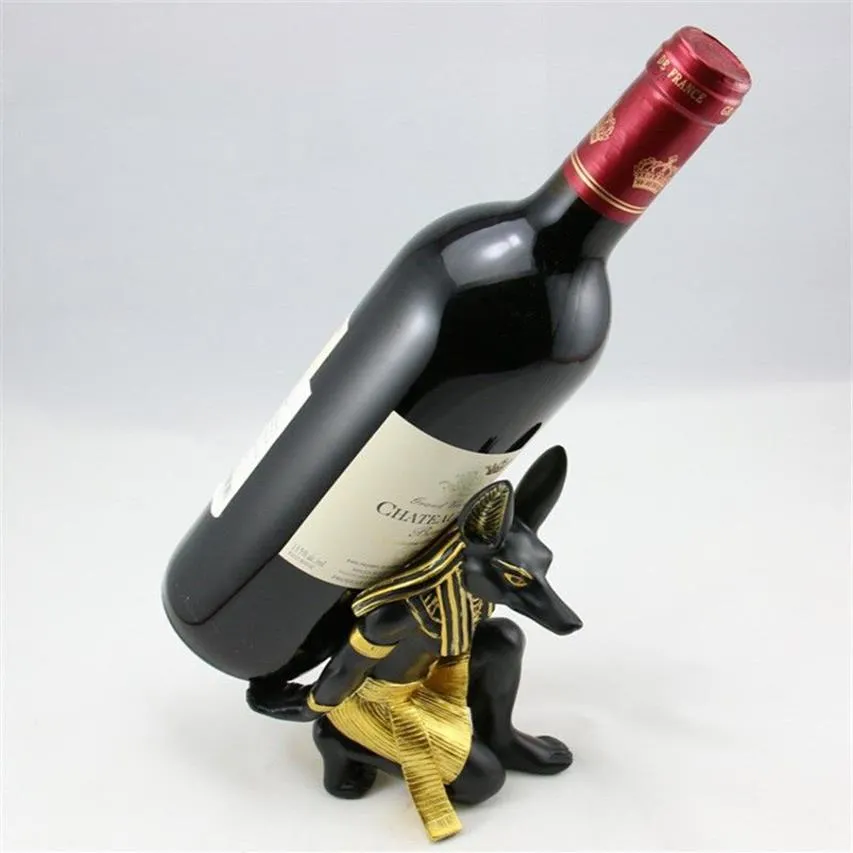 Resin Anubis God Wine Rack Wine Bottle Holder Animal Egyptian Dog God Wine Stand Accessories Home Bar Decoration Preference239w