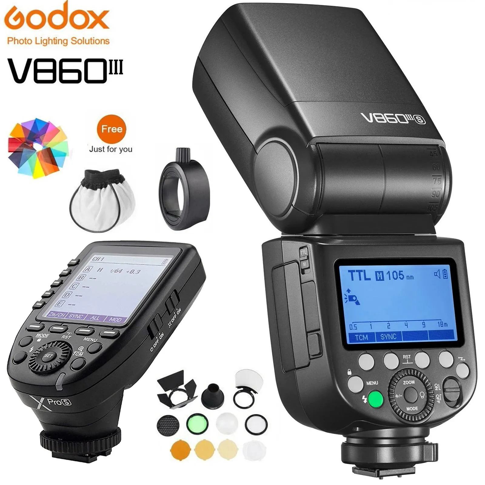 Adaptateurs Godox V860iii V860iiic V860iiin 860iii Speedlite Flash Ttl Hss pour appareil photo Canon Sony Nikon Fuji Olympus Pentax