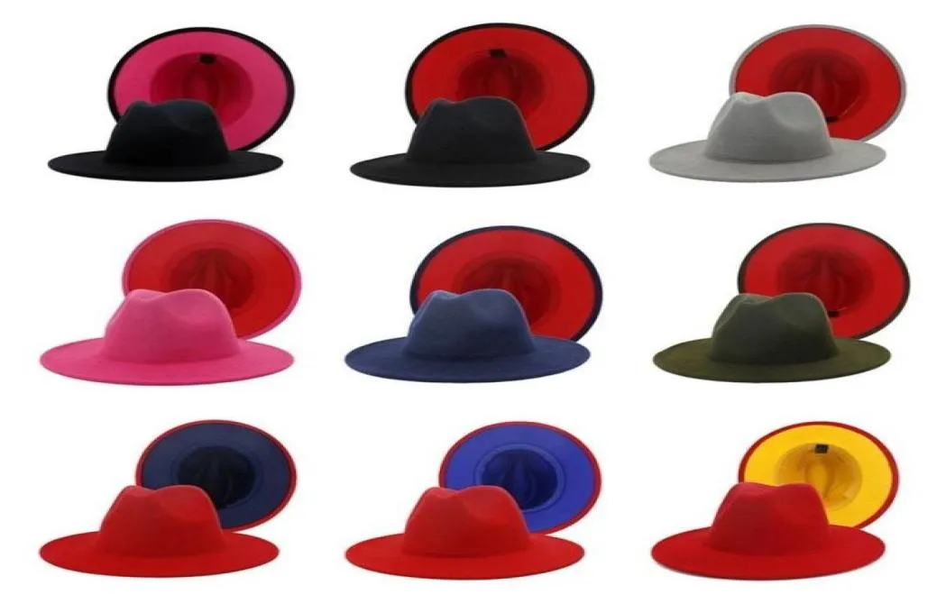 Mélanger 38 couleurs chapeaux mode double face correspondant couleur hommes et femmes 039s bord plat Jazz cheveux haut Hat9749056