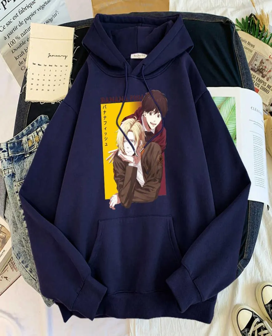 Anime Muz Balık Kül Linx Hoodies Street Moda Erkekler Giyim Sonbahar Gevşek Sıcak Kapüşonlu Sweatshirt Konforlu Polar Takip Y1653501