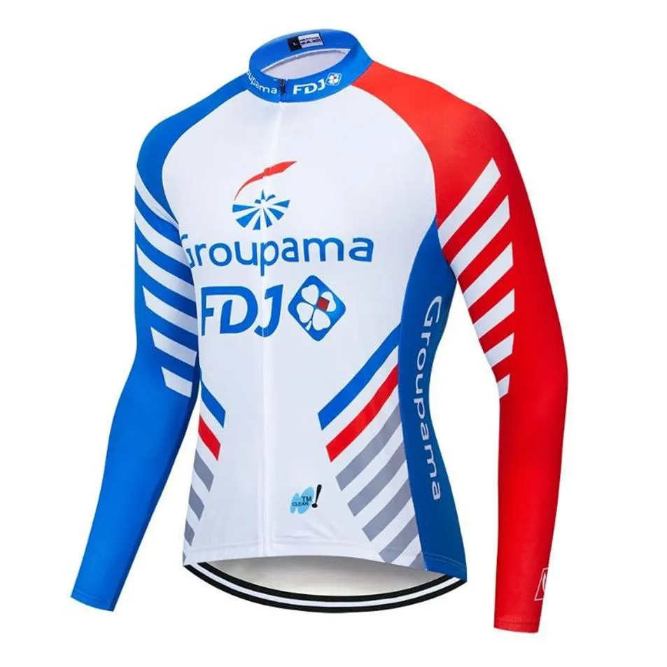 2019 FDJ Mens Long Sleeve Cycling Jersey MTB Cycling Clothing Bicycle Maillot Ropa Ciclismo sportkläder cykelkläder283u