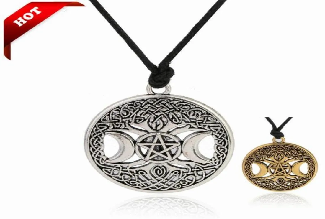 Золотое/Серебряное Древо Жизни, ожерелье с подвеской в стиле скандинавских викингов, кельтский узел, Пенрам, пентакль, звезда, луна, ожерелье с подвеской викка, 4299568