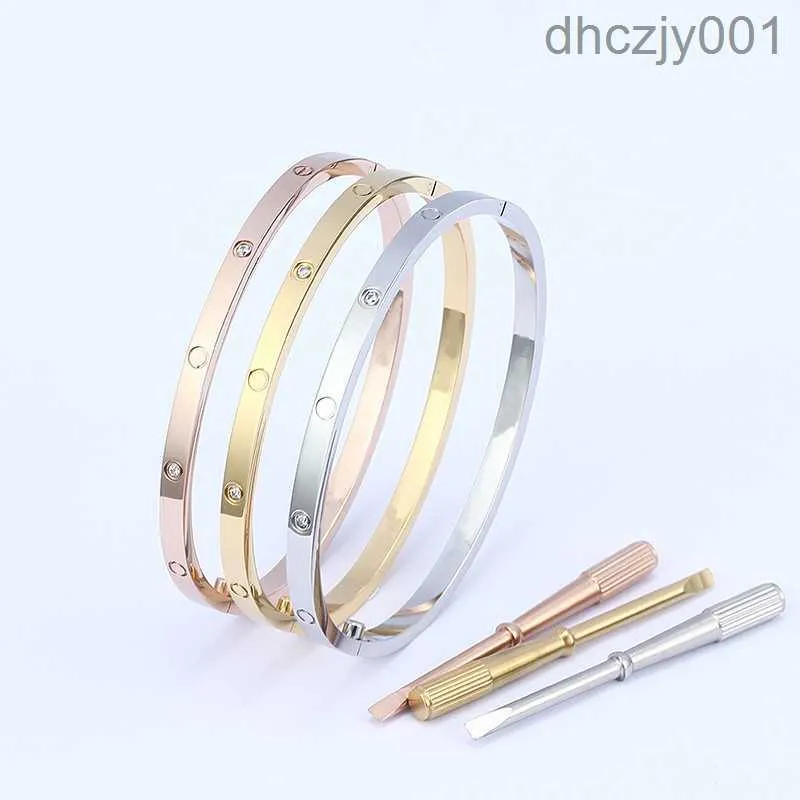 4mm Thin 6th Titanium Steel Designer Bangle Women Men Love Silver Rose Gold Screw Screwdriver Nail Bangles Bracelet Couple Jewelry with Original Bag LFEY NMZR