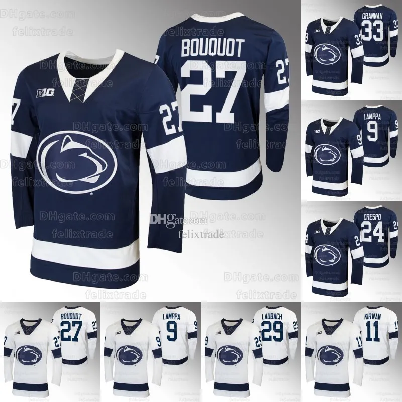 Penn State Nittany Lions 2023-24 Jersey de hockey universitario Xander Lamppa Ryan Kirwa 13 Danny Dzhaniyev 24 Jarod Crespo 27 Jacques Bouquot 29 Reese Laubach 33 Noah Grannan