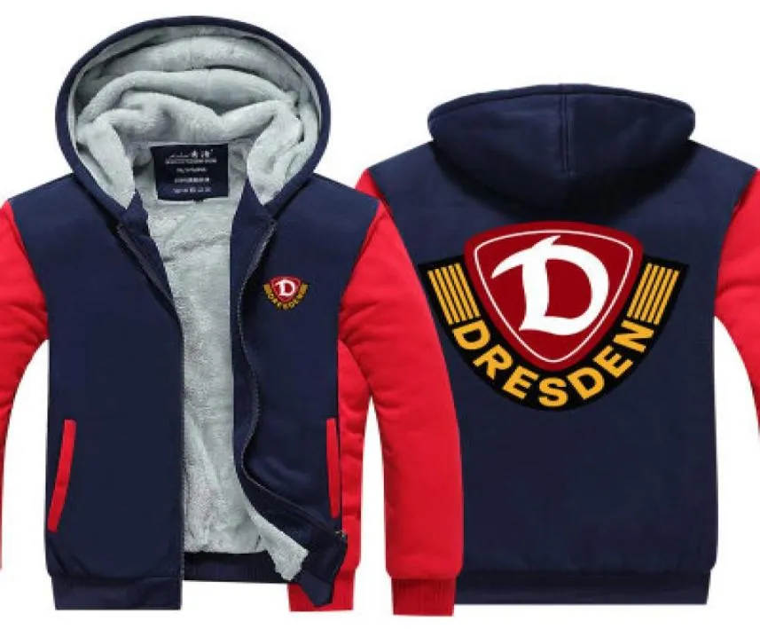 2019 inverno com capuz SG Dynamo Dresden futebol Homens mulheres Engrossar outono Hoodies roupas moletons Jaqueta com zíper moletom com capuz de lã stre6031674