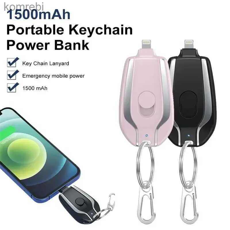 Cell Phone Power Banks Portable Mini Power Bank Keychain Emergency Mobile Phone Small Backup Charger Pod Powerbank for Android and Iphone 1500mah PowerL240111