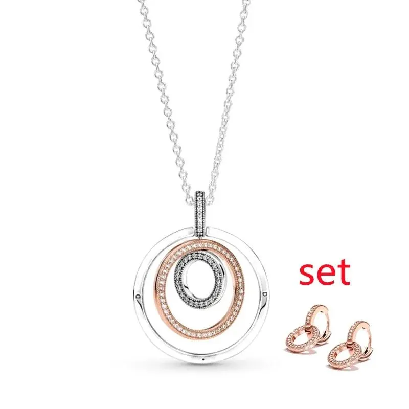 Necklaces 100% 925 Sterling Silver New Women Jewelry Fit Original Fashion Clothing Rose Gold Earrings Necklace DIY Designer Fine Jewellry