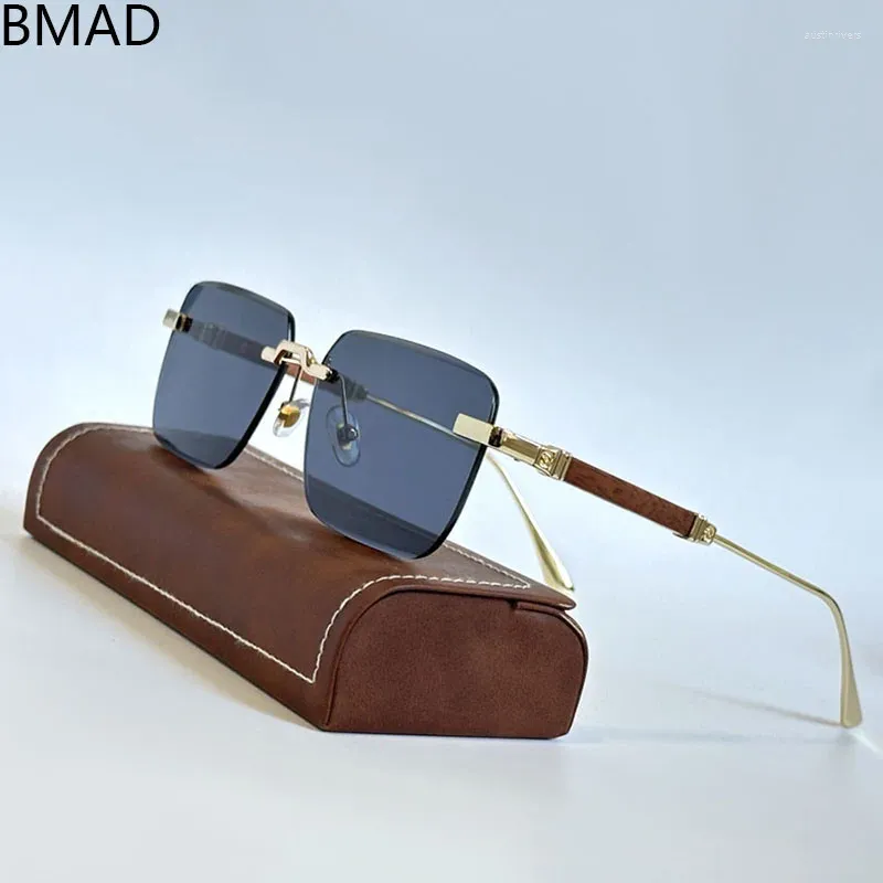Güneş Gözlüğü 2024 Oculos Moda Erkekler İçin Moda Rimless Kadınlar Trending Square Glasses Lüks Güneş Lentes Vintage Gafas Lunette
