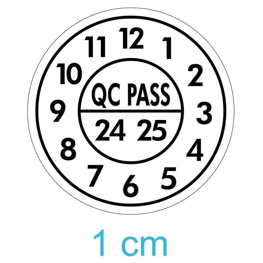 1cm QC Pass Expire Date Sticker Hrittle Paper Paper Label Repair Repair Guanantee Sever