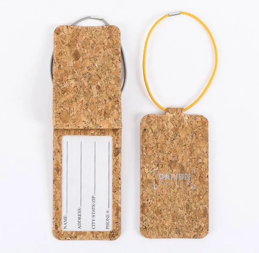 Bag Parts PU Cork Leather Square Travel Luggage Tag