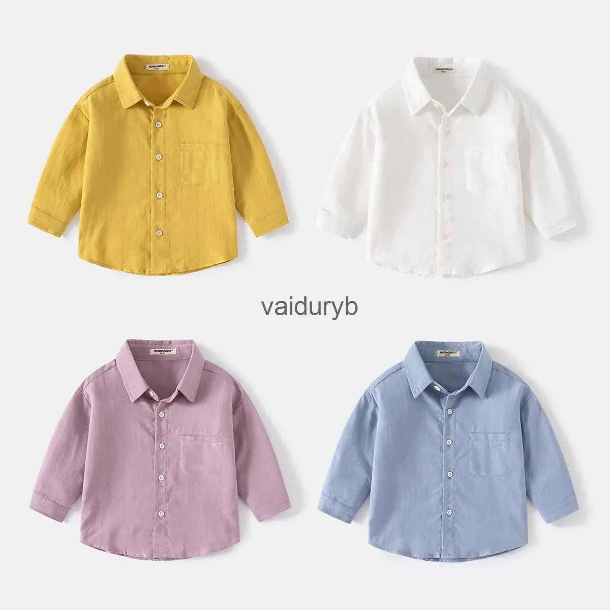 Barnskjorta Baby Boys Polo Shirts Kids Långärmade blusar Toddler Turn-Down Collar Cotton Tops Tees Ldren's Solid Color Clothes CasureVaiduryb