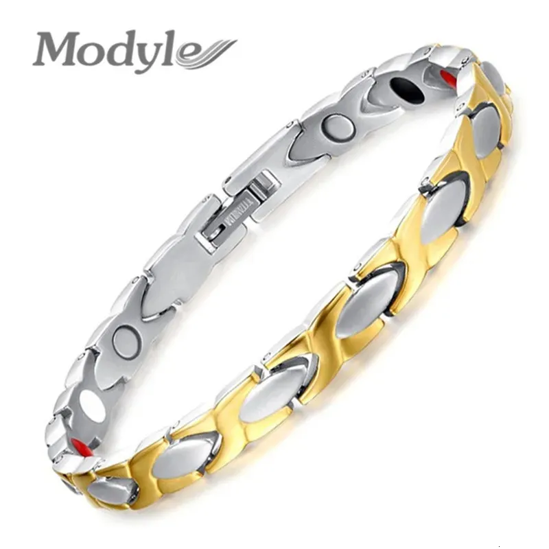 Modyle-pulsera magnética de Color dorado para mujer, brazalete con imán de salud para mujer, novia, parejas, joyería de moda 240110