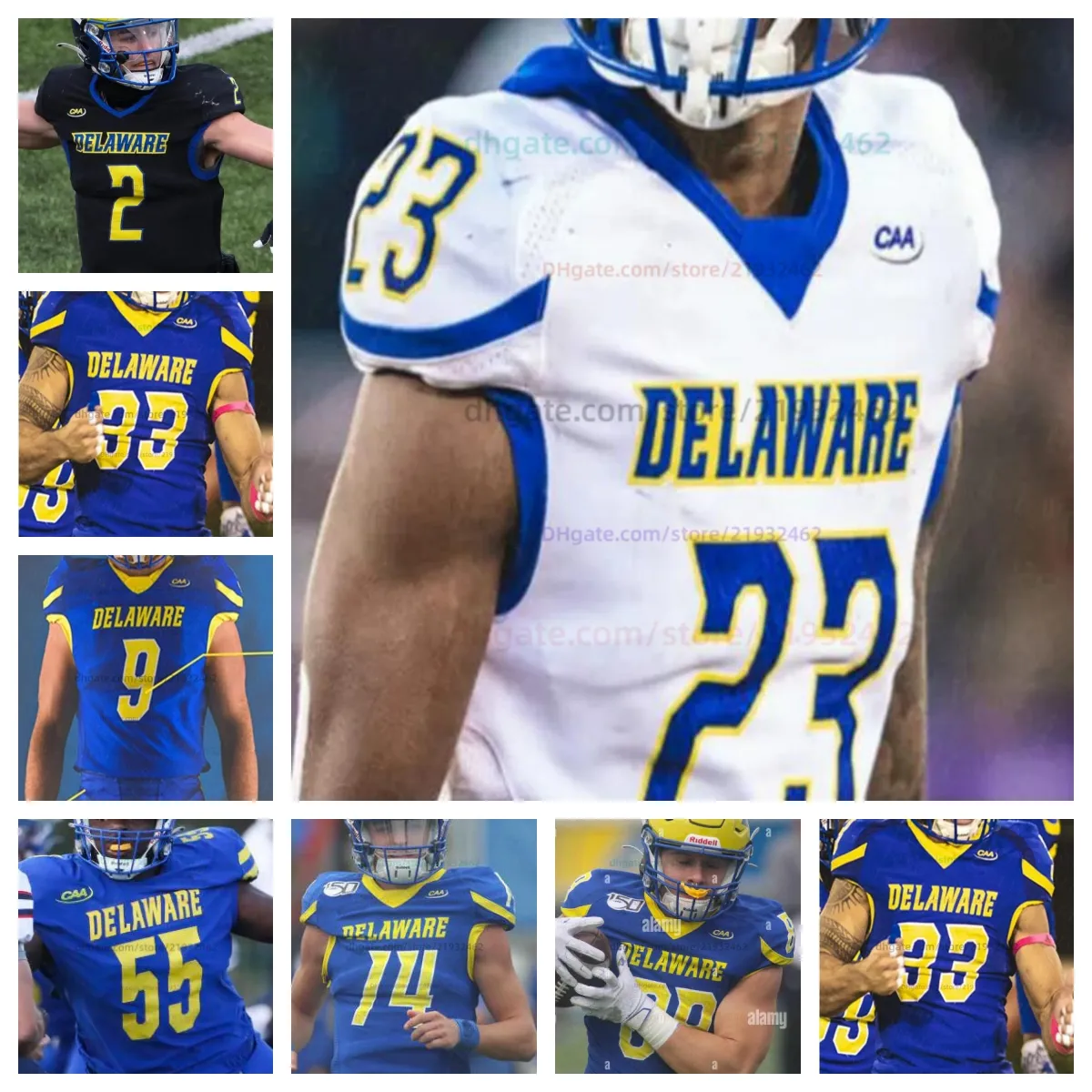 Anpassad Ryan O'Connor Noah Sanders Delaware College Football Mens Women Youth All Stitched Jerseys 55 Brock Gingrich 9 Braden Brose 83 Jesaiah Cherry