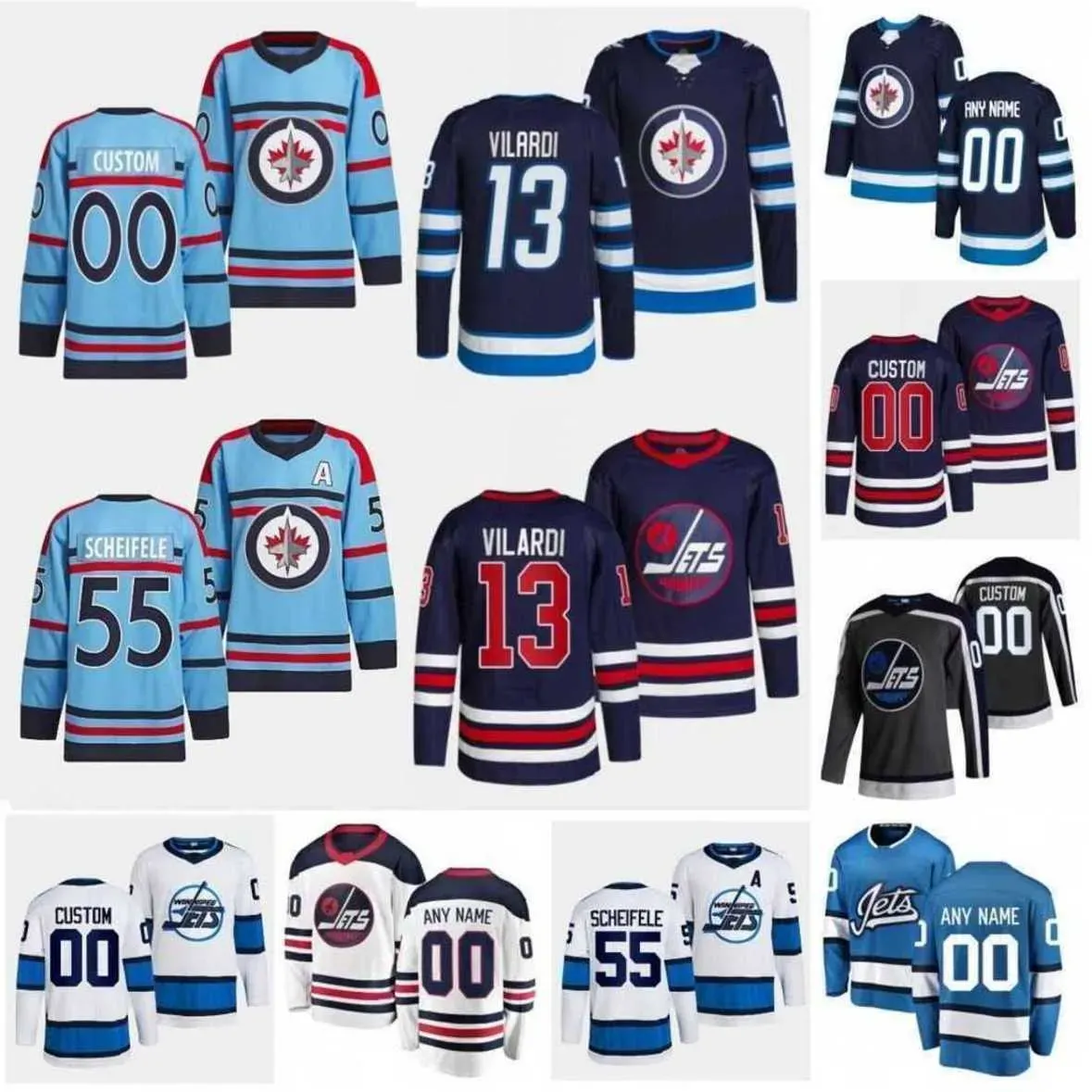 Män barn kvinnor hockey 81 kyle connor jersey''nhl''44 Josh Morrissey 55 Mark Scheifele 27 Nikolaj Ehlers 17 Adam Lowry 4 Neal Pionk 91 Cole Perfetti 2 Dylan Demelo Stit