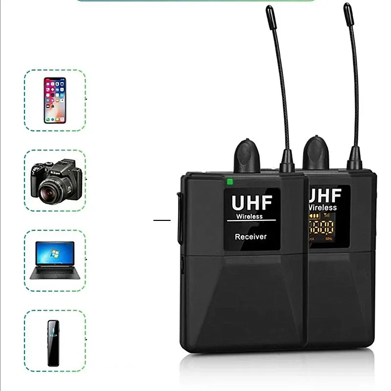 Micrófono Lavalier inalámbrico UHF de Audio con 30 canales seleccionables, rango de 50m para cámara DSLR, entrevista, grabación en vivo 240110